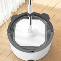 Serpillère Homettler en microfibre 360° rotative avec seau, essorage mains libres facile pour usage sec ou humide, avec 2 tampons de serpillière réutilisables pour sols secs ou humides à la maison