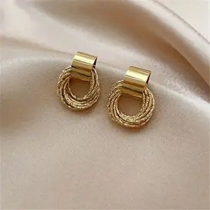 925 silver needle geometric earrings temperament 2022 new circle gold silver earrings