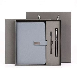 Wholesale Promotional A5 Leather Hardcover Notebook Journal for Gift Custom Diary Notebook Gift Set With <b>Pen</b> and <b>Refill</b> for Sale - Product Image 4