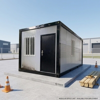 Conteneur de bureau à domicile modulaire pliable, préfabriqué en panneaux sandwich d'acier, conception étanche pour supermarché, école, centre commercial
