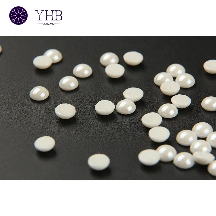 YHB Usine Hotfix Craie Blanc Rond Fond Plat Perles Strass Pour Accessoires De Vêtement