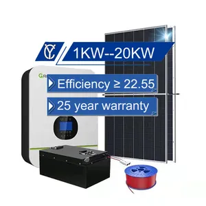 Solar Kit Off Grid Zonnestelsel 3kw 5kw 10kw 15kw Met Lithium Batterij 10kwh 200ah 25 Jaar Levensduur Online Ondersteuning Aanvaardbaar
