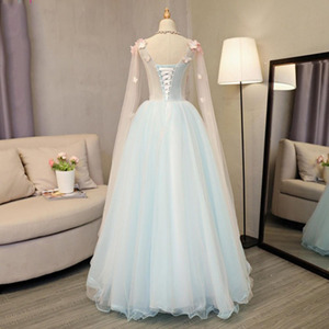 Abiti Quinceanera 2026 <span class=keywords><strong>con</strong></span> Cappuccio, Nuovo <span class=keywords><strong>Vestito</strong></span> Estivo da Fata, Abito da Ballo Blu Chiaro <span class=keywords><strong>con</strong></span> Scollo a V, Vestidos De 15 Anos Quinceanera - Product Image 3