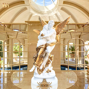 Statue de Cupidon et <span class=keywords><strong>Psyché</strong></span> en fibre de verre dorée, taille réelle, sculpture mythologique en résine pour la décoration de jardin - Product Image 3