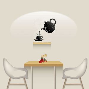 Creative Teapot Mirror Hanging <b>Clock</b> -3D Acrylic <b>Wall</b> Stickers <b>Decorative</b> Painting Silent <b>Clock</b> for Living Room Bedroom - Product Image 4
