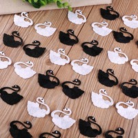 Patchs brodés Cygne Noir et Blanc thermocollants pour vêtements, patchs décoratifs pour vestes, sacs, DIY Streetwear