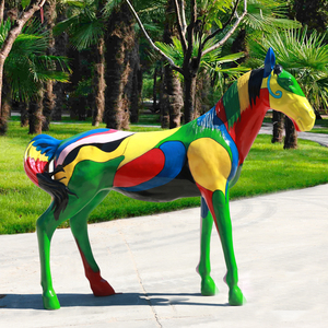 Esculturas de Animales de Fibra de Vidrio, Caballo Pintado de Tamaño Real para Exhibición - Product Image 5