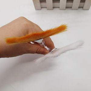 แปรงพัดทาคลอนสำหรับมาส์กกรดไกลโคลิก แปรงแต่งหน้า ด้ามจับใส <span class=keywords><strong>สี</strong></span><span class=keywords><strong>ส้ม</strong></span>ขาว ขนสังเคราะห์ แปรงพัดมาส์กหน้าขนาดใหญ่ - Product Image 2