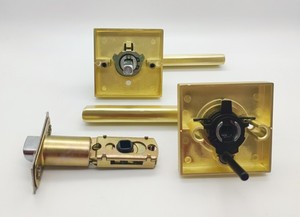现代重型隐私卧室管状金条哑光黑色杠杆手柄方形浴室手柄门锁套装 - Product Image 4