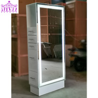 Miroir de salon de coiffure de luxe, miroir de corps entier, miroir rectangulaire avec armoire de rangement