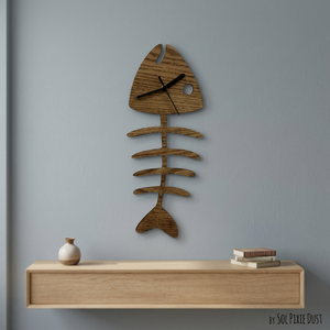 Mechanical Fish Bone Wooden <b>Wall</b> <b>Clock</b> for Study Handmade Modern Design - Product Image 3