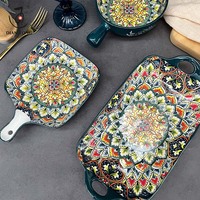 Service de Table Luxe en Céramique de Porcelaine Verte Bohème pour Restaurant et Mariage, Écologique et Compatible Lave-Vaisselle
