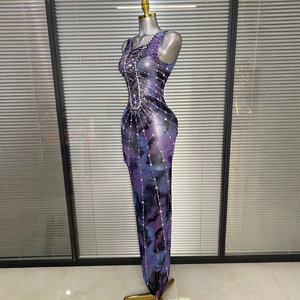 Vestido de Escenario para Discotecas, Diseño Sexy Transparente con Esquema de Color Tinta de Agua, Vestido para Fiesta de Cumpleaños - Product Image 3