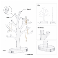 Présentoir Arbre en Acrylique Personnalisé pour Bijoux, Support Transparent pour Boucles d'Oreilles et Colliers, Présentoir de Comptoir pour Magasins, Ensembles de Présentoirs avec Base et Logo OEM