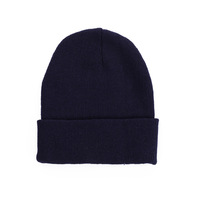 Bonnet en tricot jacquard uni, bonnets tricotés solides, bonnets d'automne et d'hiver vintage à dessus rond, chauds, pour l'extérieur, avec logo personnalisé