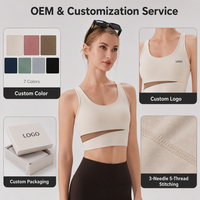 Soutien-gorge de yoga en maille Spandex/Polyester ultra-doux à découpes, haut court sans couture pour Pilates, extensible dans les 4 sens, respirant et à séchage rapide pour femme