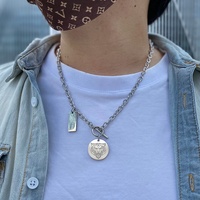 Collier Bijoux Mode Design Minimaliste Vieux Anglais Personnaliser Pendentif Vintage Collier Acier Inoxydable Hommes Plaqué Argent