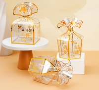 Vente en gros PVC Transparent Or Fleur Cadeau Boîte Faveur De Fête De Mariage Or Fleur Bonbons Boîte Pvc Cadeaux Boîte