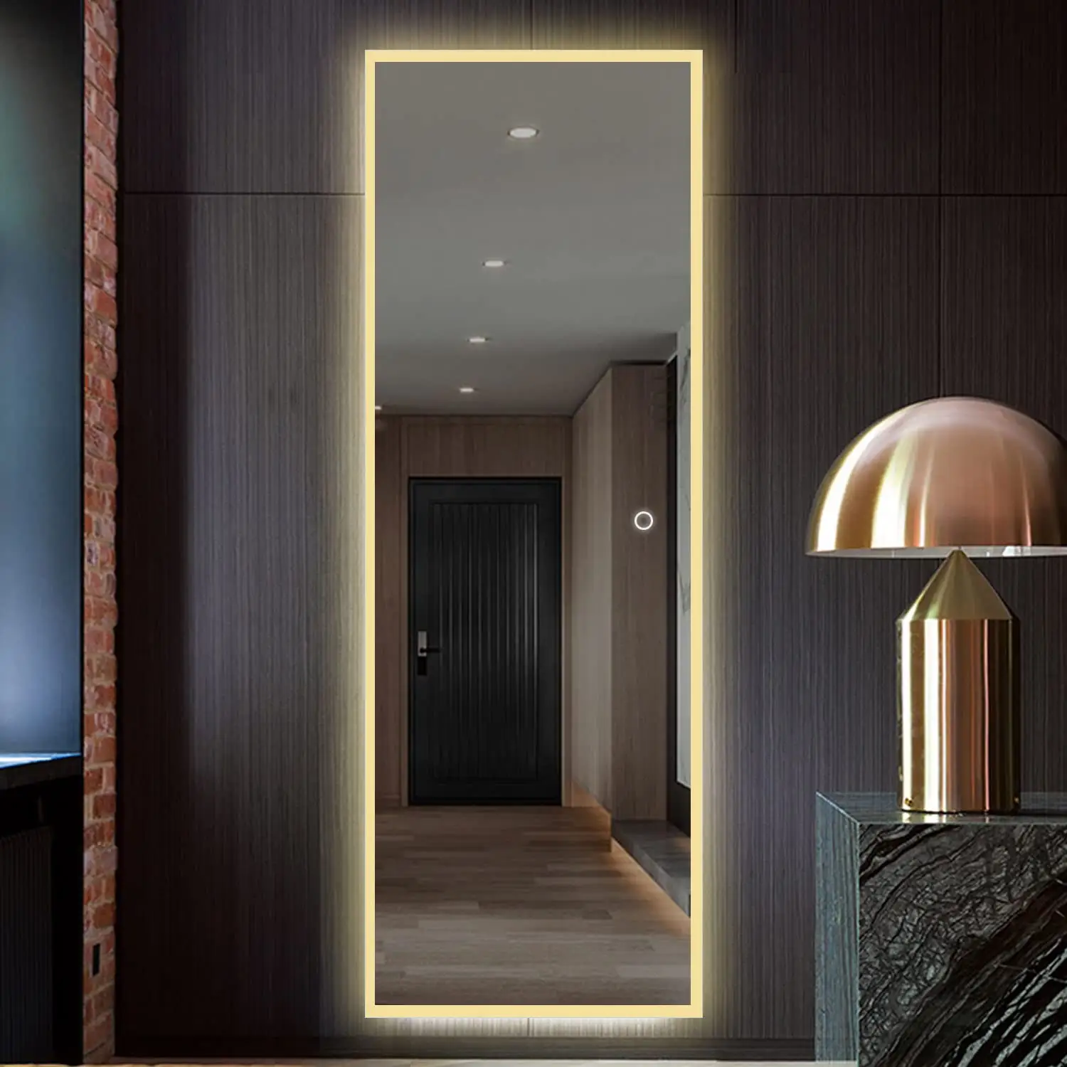 Luz de parede retangular inteligente, alta qualidade, comprimento total, led, grande, espelho grande