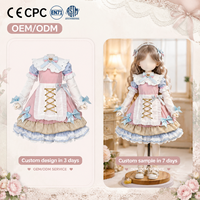 Tenue de demoiselle d'honneur Lolita BJD personnalisée, robe de poupée pastel macaron, jupe de poupée à volants en dentelle, tablier à nœud, vêtements de poupée, costume BJD mignon