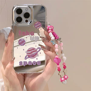 Prendre de l'espace poignet lanière miroir 3in1 TPU PC housse de téléphone portable pour Iphone 7 8 X Xr Xs 11 12 13 14 15 16 Pro Max - Product Image 3