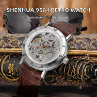Usine de bijoux ODM OEM Shenhua 9584 Montre mécanique automatique rétro pour homme, style européen, verre anti-lumière bleue, petite série