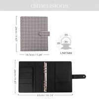 Agenda à anneaux A5 Hongbo à carreaux/vichy rose/à carreaux bleus, 6 anneaux argentés, pour feuilles mobiles