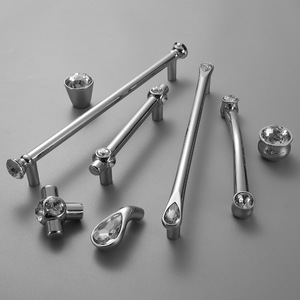Furniture <b>Handle</b> And Knob Zinc Alloy Bar Crystal Cabinet Wardrobe <b>Door</b> Drawer <b>Pull</b> Minimalist Design Durable - Product Image 1