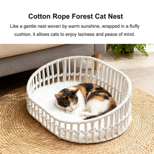 El Yapımı Dokuma Pamuk İplikten Köpek ve Kedi Yatağı Sağlam Kış Tasarımı Nefes Alabilen Rahat Polycotton Dört Mevsim Kullanım - Product Image 2