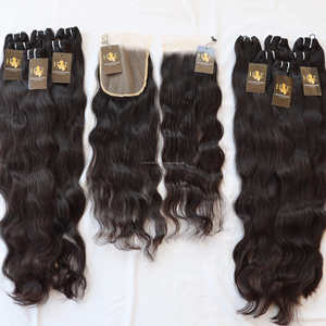 Tissage en lot naturel vierge avec fermeture en dentelle, cheveux frisés bouclés non traités, vison brut, cuticules brésiliennes alignées - Product Image 1