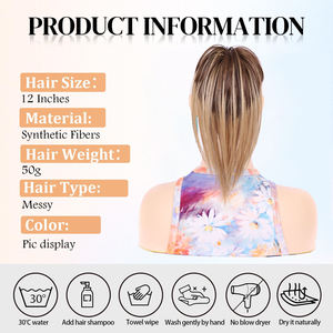 Perruque <span class=keywords><strong>chignon</strong></span> bouclé désordonné <span class=keywords><strong>avec</strong></span> pince à cheveux, <span class=keywords><strong>queue</strong></span> <span class=keywords><strong>de</strong></span> <span class=keywords><strong>cheval</strong></span> droite et anneau, pour le commerce extérieur, vente en gros - Product Image 2