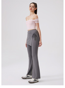 Women's 2-in-1 Detachable Wrap Skirt <b>Flare</b> Yoga Pants High Waist Tummy Control Sports <b>Leggings</b> Quick Dry Gym Pants Wholesale - Product Image 4