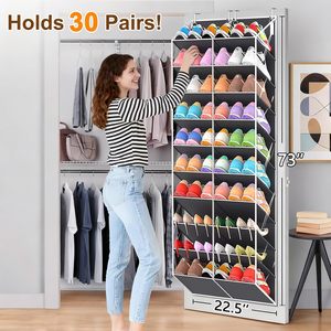 Organisateur de chaussures à suspendre sur la porte, 20 poches, support de rangement suspendu pour placard, porte-chaussures avec crochets, forme rectangulaire - Product Image 2