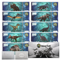 Dinosaurier-Welt Doppelseitiges Silberfolien-Banknotenset 100 Sammlerstücke Kunst & Feiertagsgeschenk für Kinder Jurassic-Fans Lehrreiche Dekoration