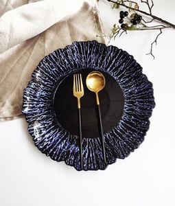 Luxo 8/11/13 Polegada Placa Carregador de Vidro Grande rodada com Ouro Prata Guarnição Clear Casamento Banquete Mesa <span class=keywords><strong>Ware</strong></span> Durável para o Uso de Alimentos - Product Image 2