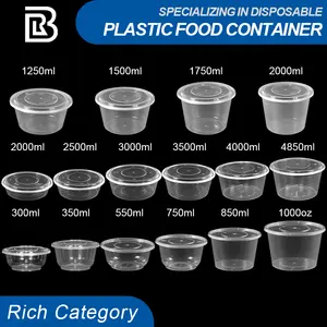 Rond 8oz 12oz 16oz 24oz 32oz Rond pour soupe Logo personnalisé Récipient jetable pour charcuterie alimentaire en plastique