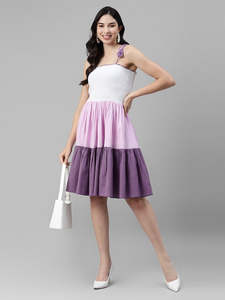 Women's Solid Cotton A-Line Knee-Length Autumn Dress Festive Fancy Casual Trending Stylish <b>Long</b> One Piece Western - Product Image 2