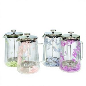 Cafetera <span class=keywords><strong>Francesa</strong></span> <span class=keywords><strong>de</strong></span> Vidrio Borosilicato <span class=keywords><strong>de</strong></span> Doble Capa con Diseño <span class=keywords><strong>de</strong></span> Flores Secas, con Espumador <span class=keywords><strong>de</strong></span> <span class=keywords><strong>Leche</strong></span> y para Uso Doméstico - Product Image 1