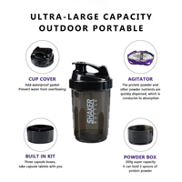 Bouteilles shaker personnalisées de 600 ml pour les salles de sport, bouteilles shaker en plastique pour protéines en poudre avec logo pour l'entraînement sportif