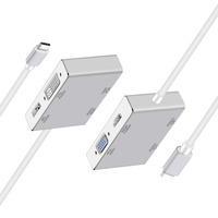 USB Tipe C ke HDM + DVI + VGA + Displayport multi-adaptor mendukung 4K 60Hz