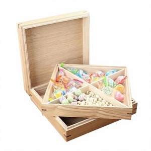 Boîte de rangement en bois pour bonbons avec séparateurs, finition naturelle, design moderne, plateau de rangement pour sucreries et collations, fabriqué au Vietnam - Product Image 1