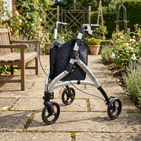 Déambulateur à trois roues Relaxsmith TW5006 en aluminium pour personnes âgées, pliable, avec système de freinage, sac de rangement, certifié CE