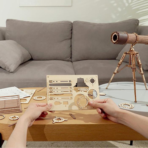 Jouets éducatifs Robotime <span class=keywords><strong>Rokr</strong></span> certifiés CPC, ST004, kit de modèle de télescope monoculaire à monter soi-même, puzzles en bois 3D pour adultes - Product Image 5