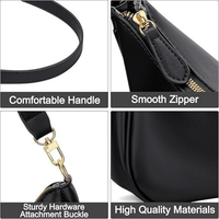 Harga Pabrik Grosir Minimalis Dompet Lipat dengan Tali Konvertibel Struktur Kaku Bentuk Bulan Sabit Wanita Clutch Resleting Tahan Air