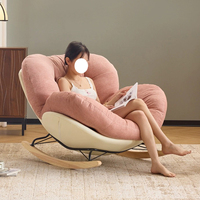 Chaise longue rose bon marché avec pouf moderne chaise de salon en tissu doux Designer populaire chaise berçante simple pour se détendre