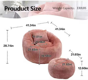 アガンスクエア360度回転レジャーチェア大型ピンクビーンバッグソファセットモジュール式ファブリックフットレスト300ポンド耐荷重大人用 - Product Image 1