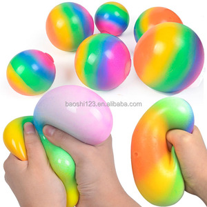 ลูกบอลแป้งบรรเทาความเครียดสีรุ้ง TPR ของเล่นบีบคลายเครียด คืนรูปช้า ของเล่นเสริมพัฒนาการ ลดความวิตกกังวล - Product Image 1