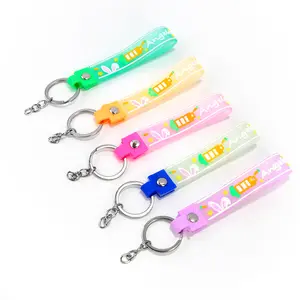 Factory Price Custom Souvenir Gifts Key Ring With Brand Logo Name Rubber Silicone Soft Wrist Strap Clear PVC Keychain