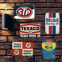 Plaque Métallique Vintage Automobile STP Mobil Texaco WD40 Huile de Course Rétro Décoration Murale Garage Atelier