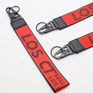 Wholesale Custom Jacquard Woven Short Lanyard Streetwear Keychain Lanyard with Metal Strong Carabiner - Product Image 1